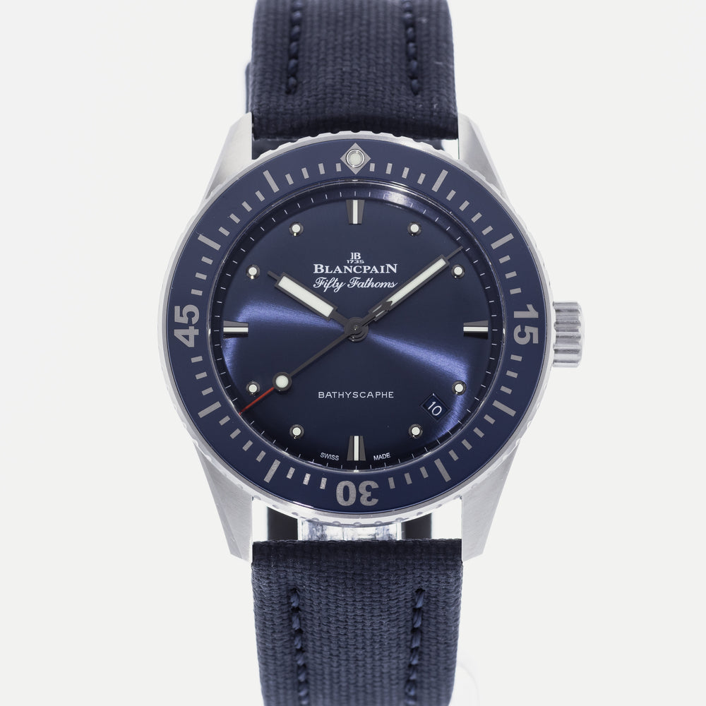 Blancpain Fifty Fathoms Bathyscaphe 38mm Blue Dial In Steel 5100-1140-NAOA 1