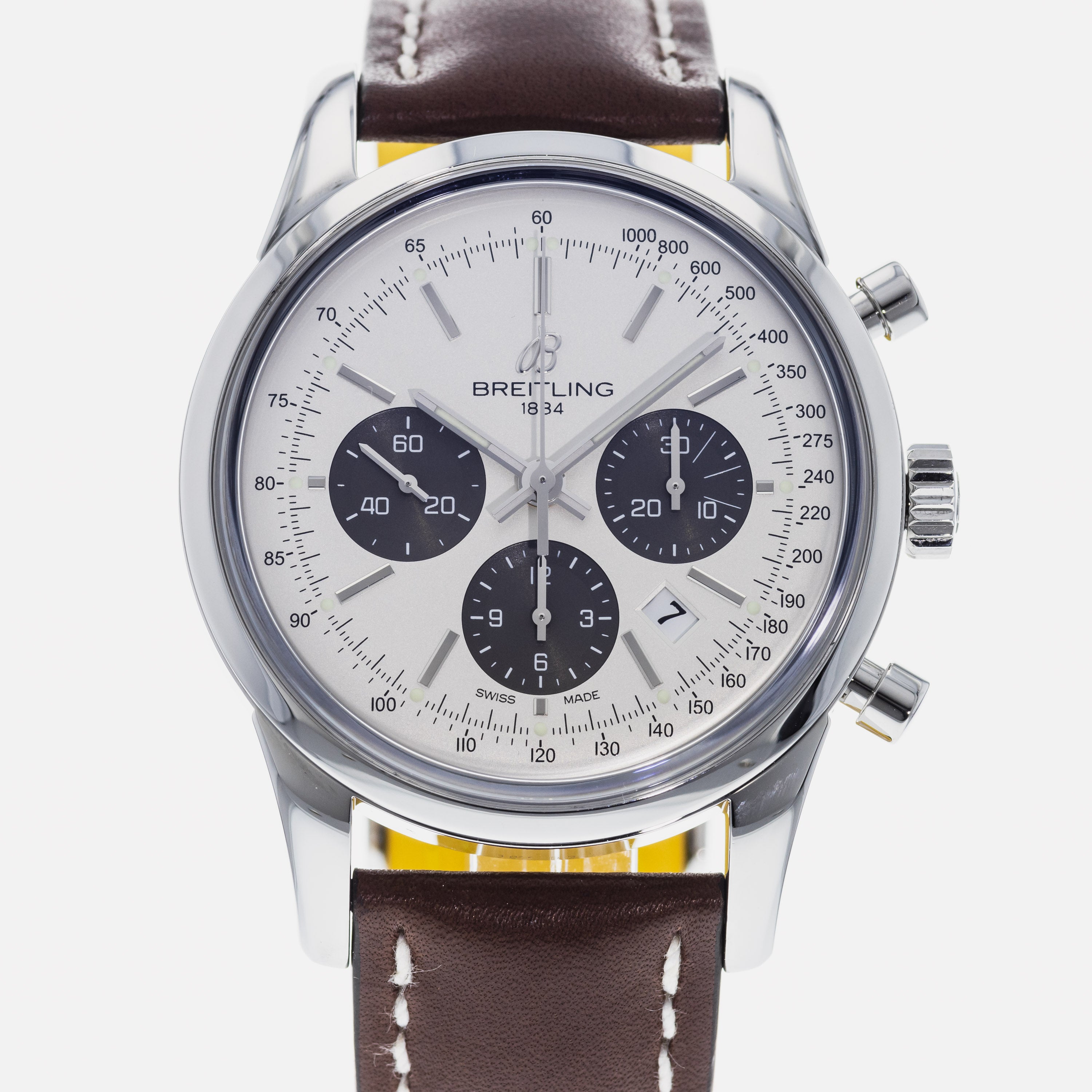 Breitling AB0152 Transocean Chronograph with Silver Dial and