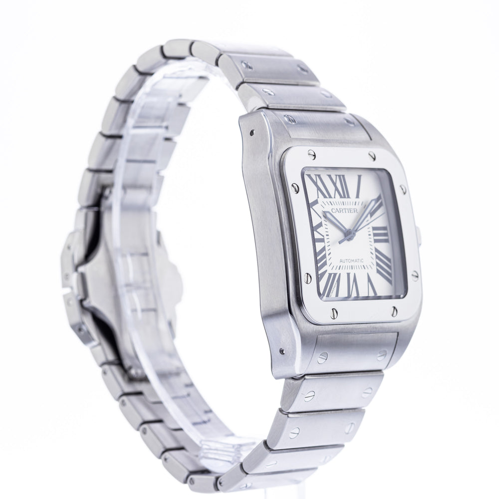 Cartier Santos 100 38mm | Stainless Steel Bracelet | Silver Dial Stain