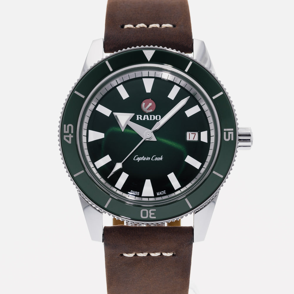 Rado Captain Cook Automatic 42mm Green Dial On Leather Strap R32505315 1