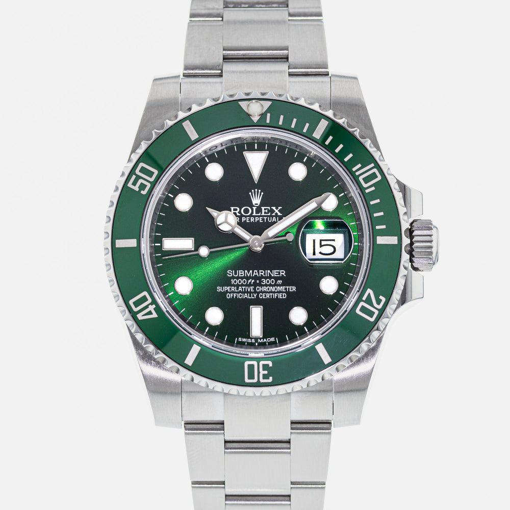 Authentic Used Rolex Submariner Hulk 116610LV Watch (10-10-ROL-PZF72L)