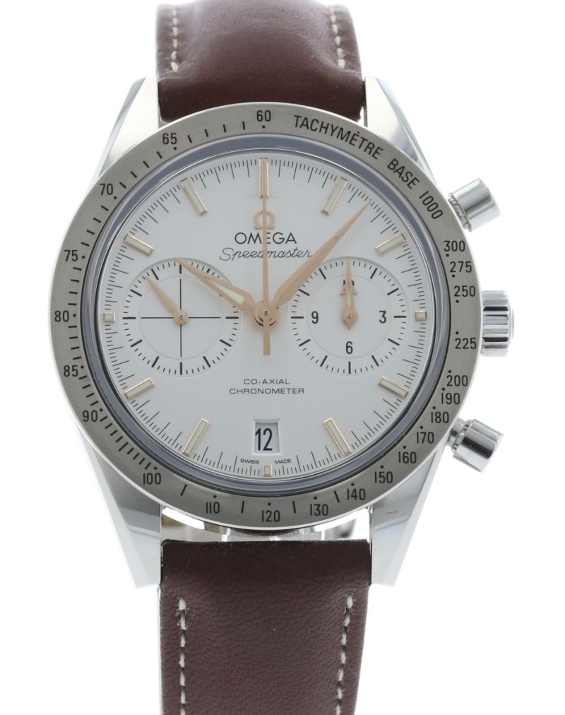 OMEGA 57 Coaxial White Face Gold Hands Brown Leather 331.12.42.51.02.002 1