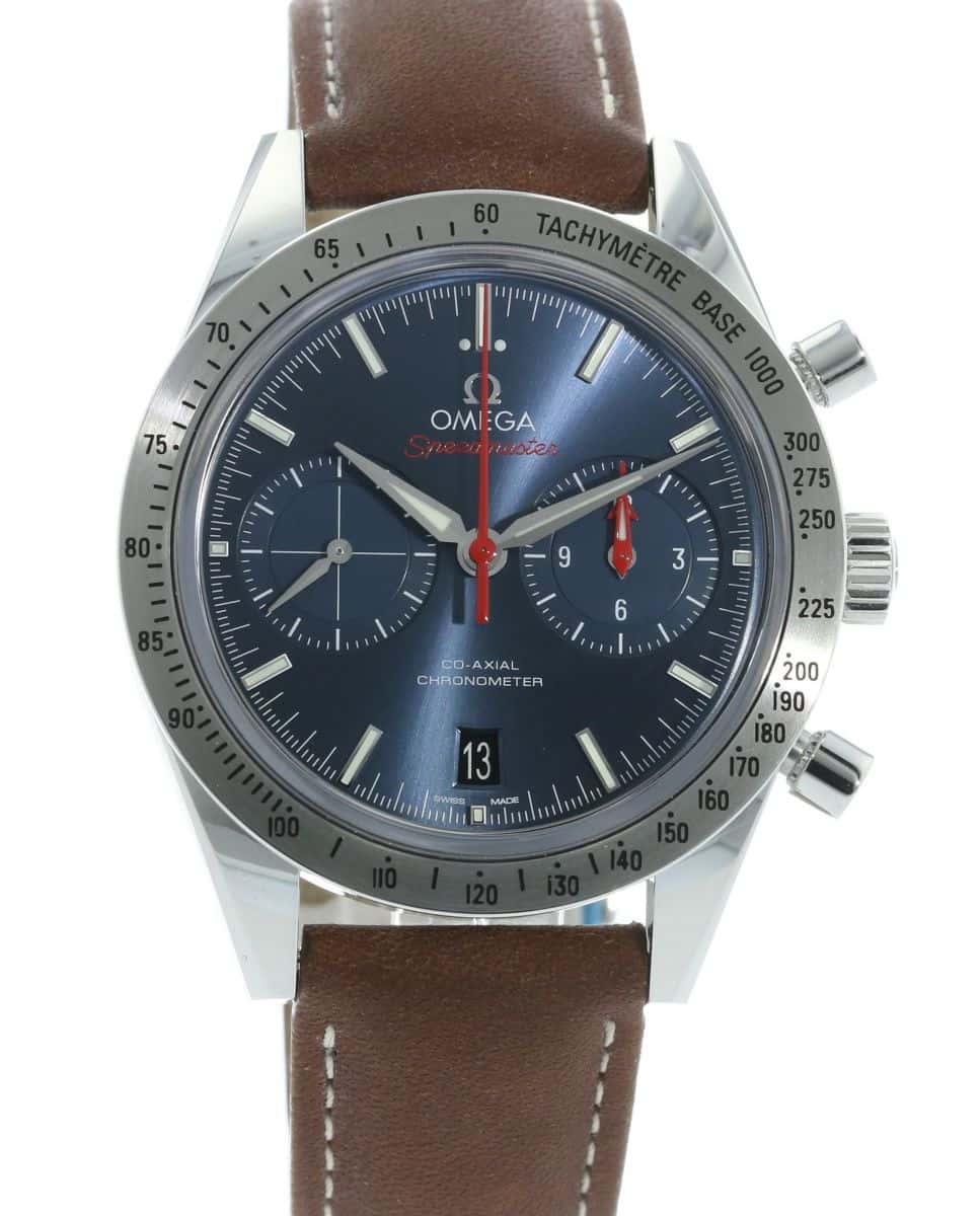 OMEGA 57 Coaxial Blue Face on Brown Leather 331.12.42.51.03.001 1