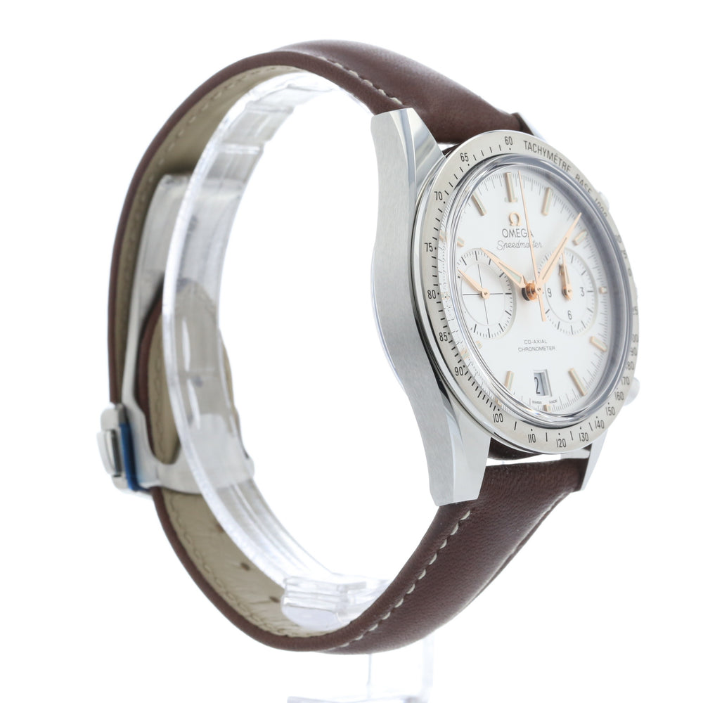 OMEGA 57 Coaxial White Face Gold Hands Brown Leather 331.12.42.51.02.002 6