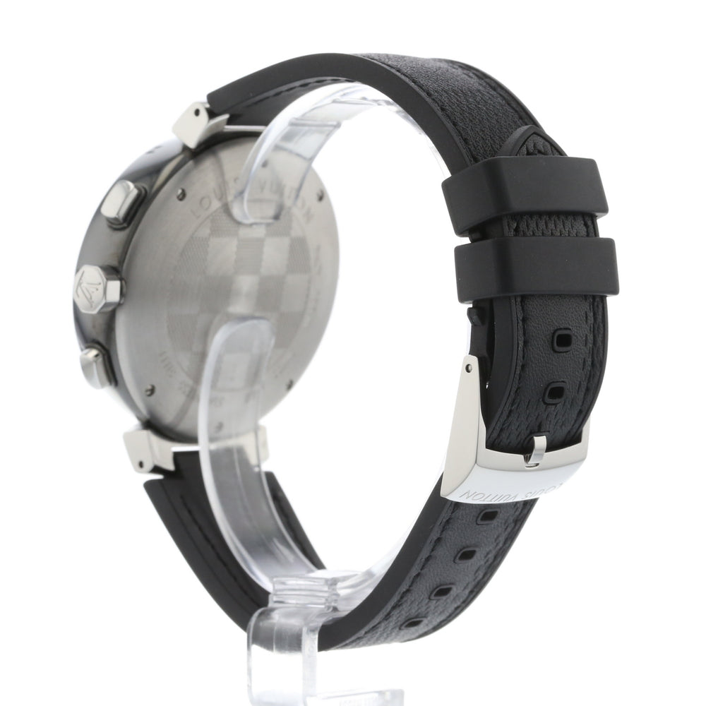 Authentic Used Louis Vuitton Tambour Black Chronograph Q112J Watch