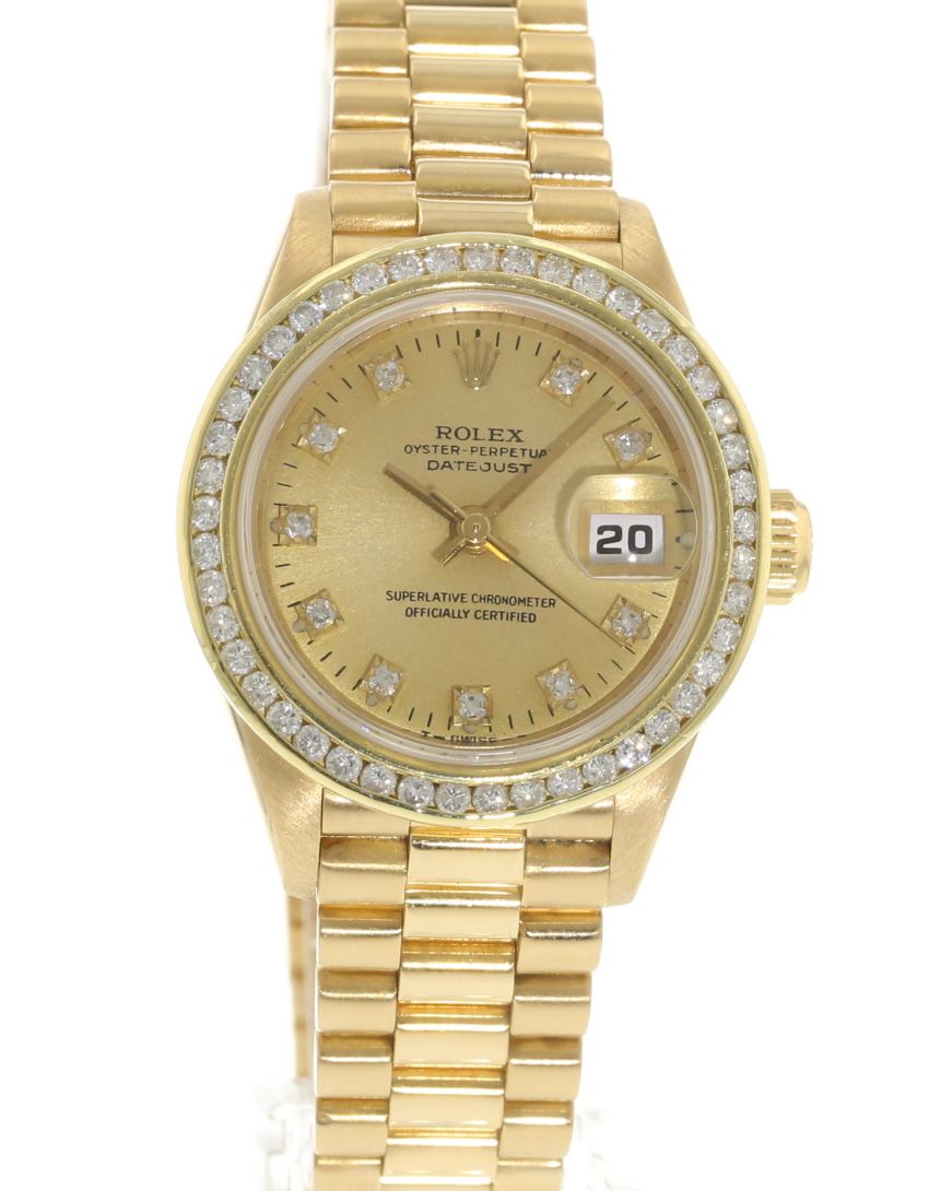 Rolex Datejust 69178 18K Yellow Gold Diamond Dial Ladies Watch