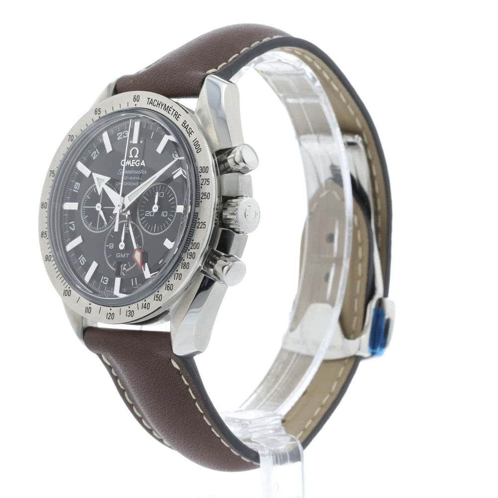 OMEGA Broad Arrow GMT Black Face Leather Strap 3881.50.37 2