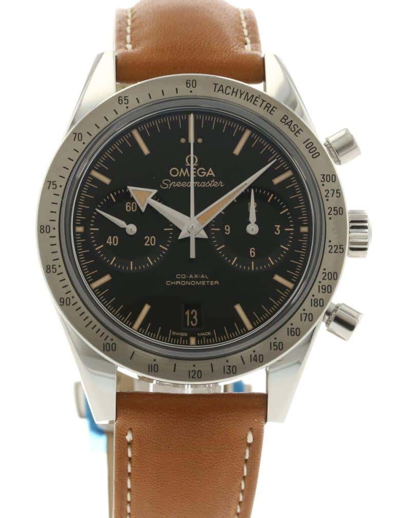 OMEGA 57 Coaxial Black Face Brown Leather Strap 331.12.42.51.01.002 1