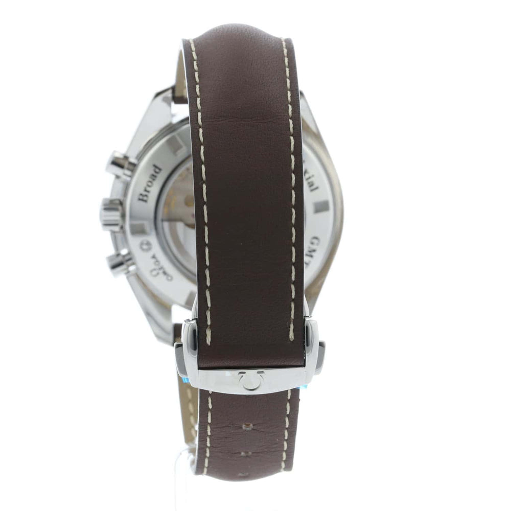 OMEGA Broad Arrow GMT Black Face Leather Strap 3881.50.37 4