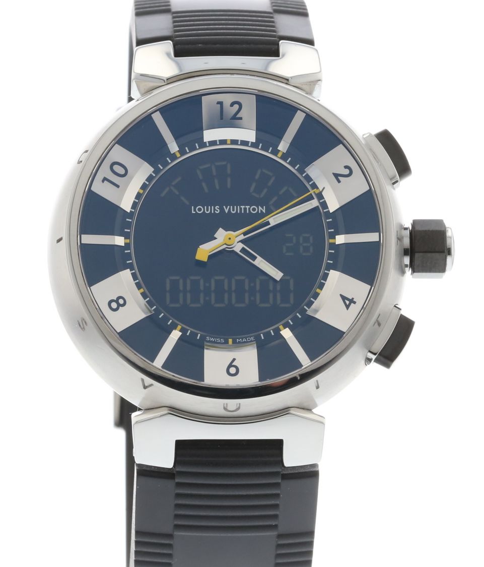 Authentic Used Louis Vuitton Tambour Black Chronograph Q112J Watch  (10-10-LVH-T359XZ)