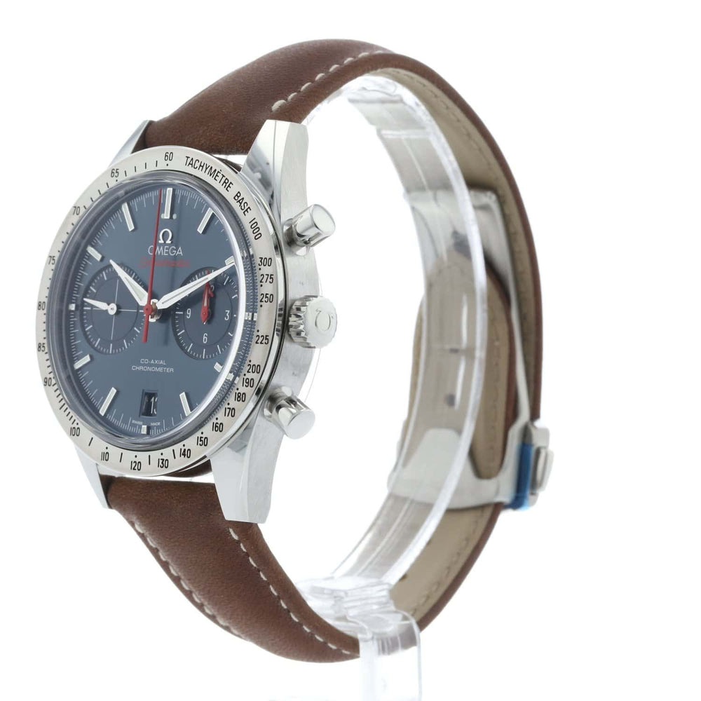 OMEGA 57 Coaxial Blue Face on Brown Leather 331.12.42.51.03.001 2