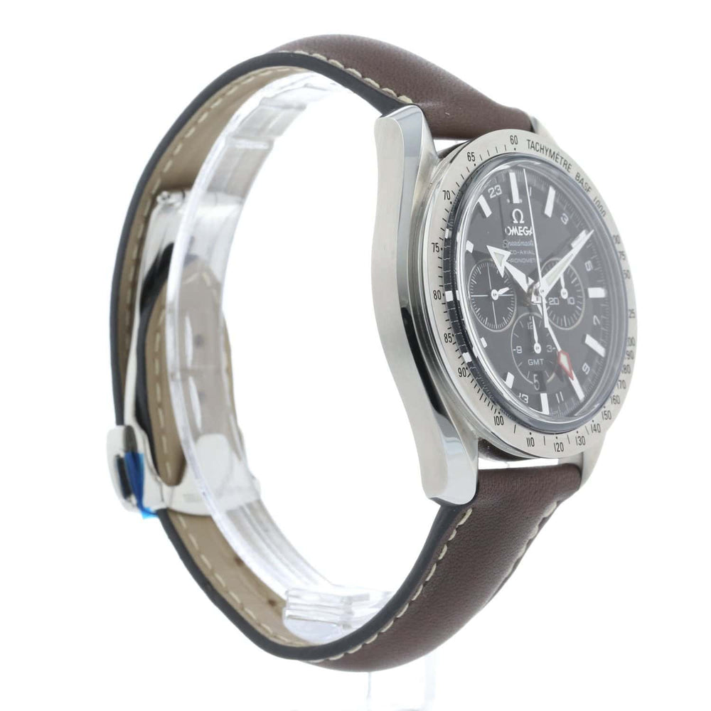 OMEGA Broad Arrow GMT Black Face Leather Strap 3881.50.37 6