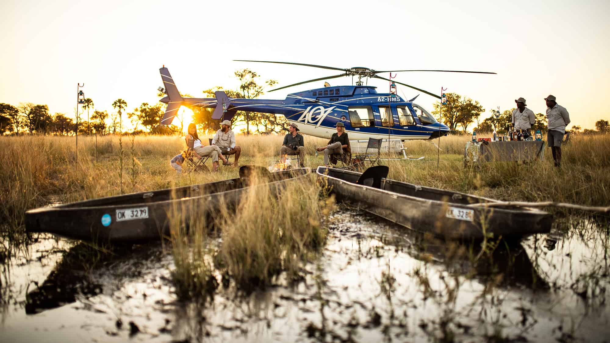 Helicopter in a Safari Camp