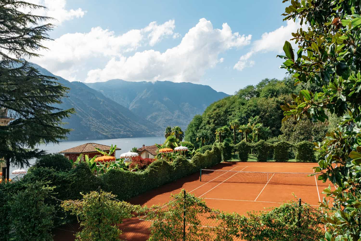 Tennis court looking over the ocean
