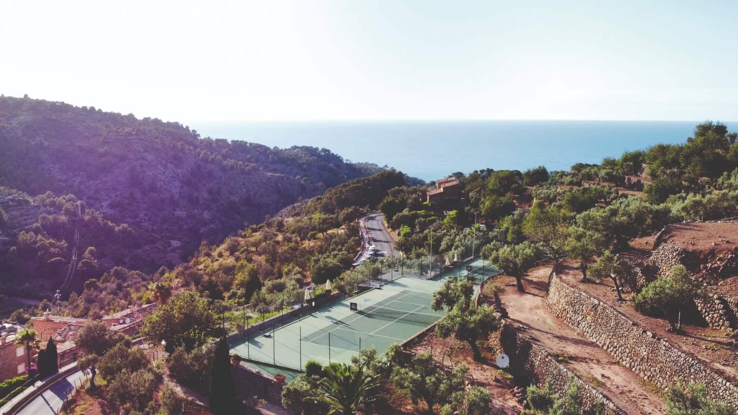 Tennis court in the valley