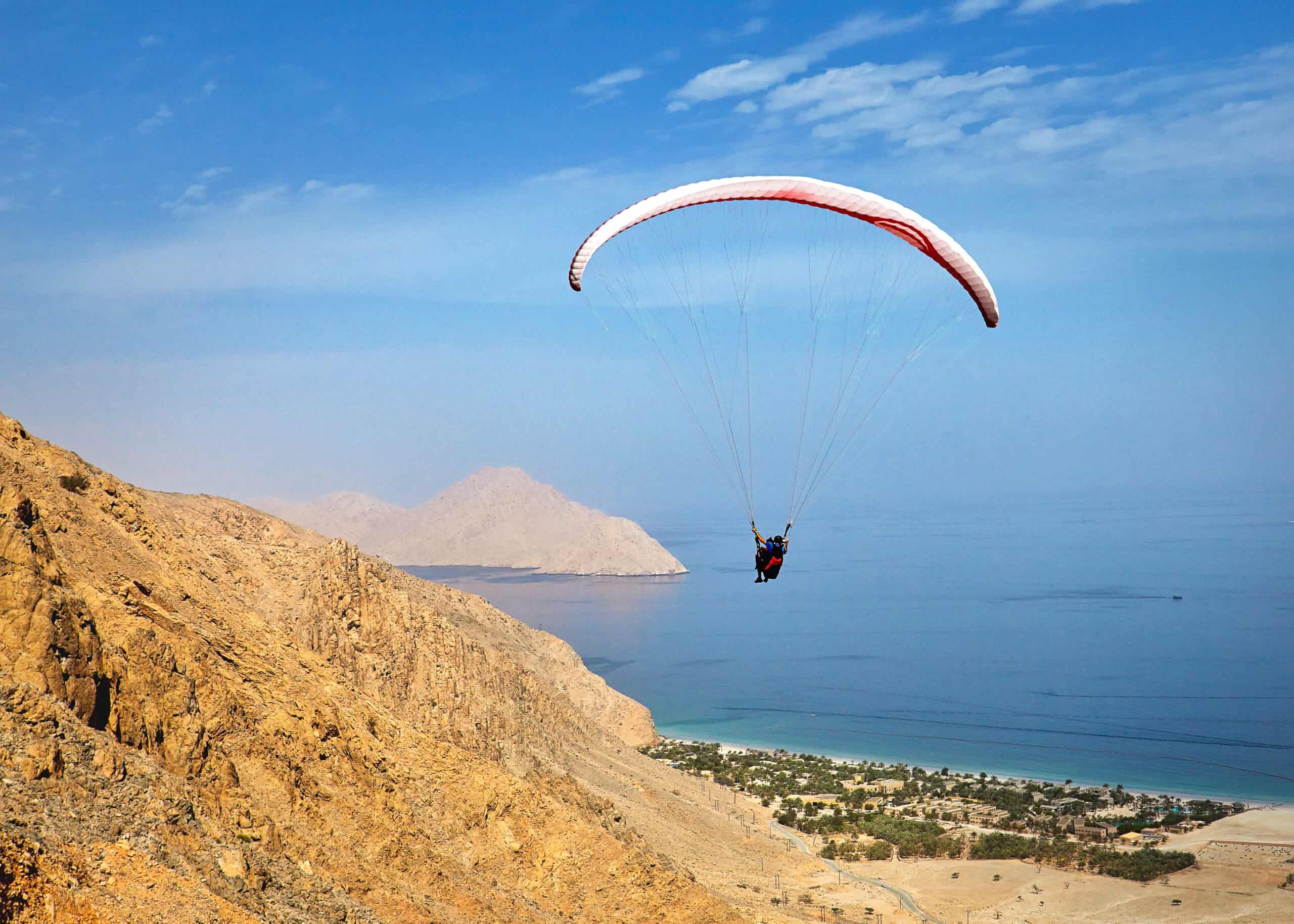 Paragliding near the ocean