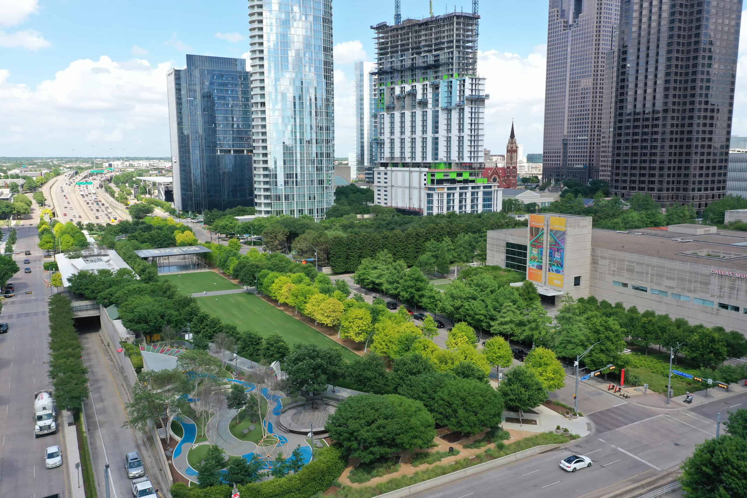 Overhead view of Klyde Warren Park